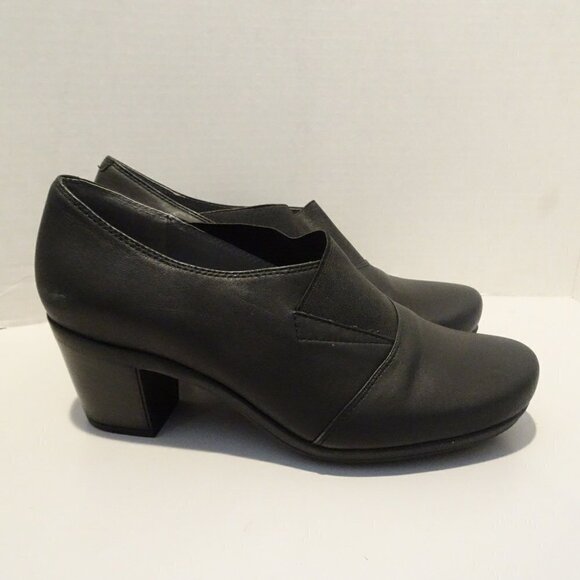 ABEO Portola Heels Shoes Black Leather Size 9N Round Toe Bio System - Picture 1 of 8